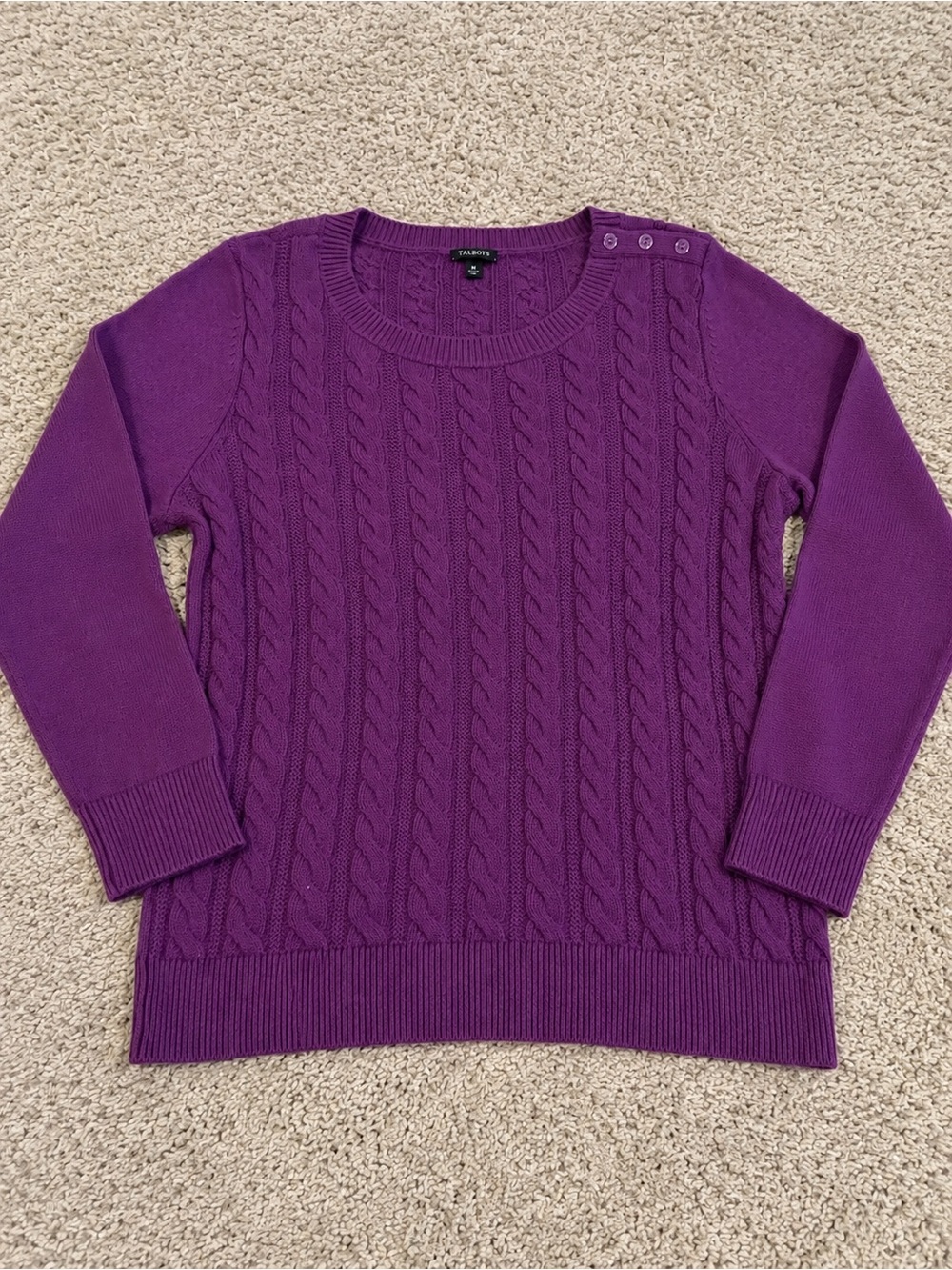 Talbots Women’s Purple Cable Knit Sweater Size 1X Long Sleeve